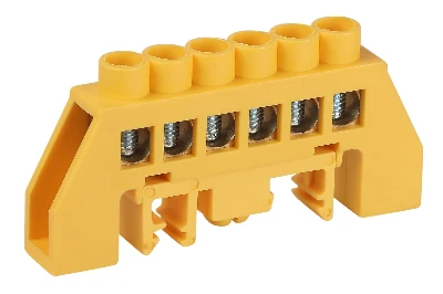 Шина NO-224-115 PE земля в комбинированном изоляторе на DIN-рейку ШНИ-8х12-6-Д-желтый