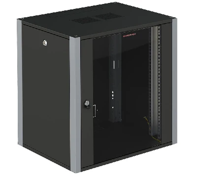Шкаф телекоммуникационный настенный 19' 6U дверь стекло IP20. 600x450x315mm(ШхГхВ) цвет черный(RAL 9004/RAL7000)