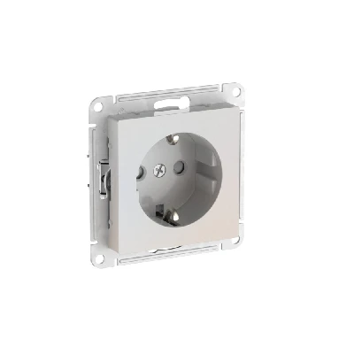 ATLASDESIGN РОЗЕТКА с заземлением со шторками, 16А, быстрозажимные клеммы, ЖЕМЧУГ