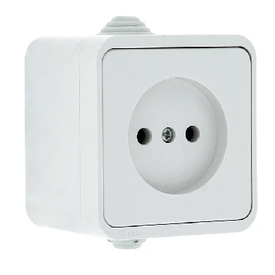 Прага Розетка 10А без заземления IP44 белая