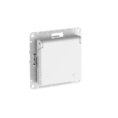 ATLASDESIGN РОЗЕТКА с заземлемлением со шторкой с крышкой, 16А ,IP20, быстрозажимные клеммы, БЕЛЫЙ