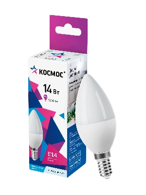 Лампа светодиодная LED 14Вт Свеча 220В Е14 D37х110 6500К холодный 1260 лм