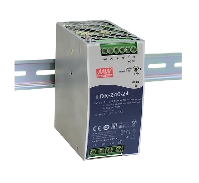 Блок питания AC-DC, 240Вт, ККМ, 3-х фазный, вход 340-550В AC, 47-63,480-780В DC, выход 24В,10A, рег. вых 24-28В, в кожухе на DIN-рейку