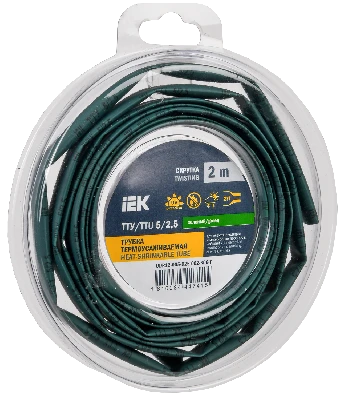 Трубка термоусадочная ТТУ нг-LS 5/2,5 зеленая (2м/упак) IEK