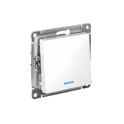 ATLASDESIGN 1-клавишный ПЕРЕКЛЮЧАТЕЛЬ с подсветкой, сх.6а, 10АХ, быстрозажимные клеммы, БЕЛЫЙ