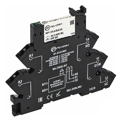 Интерфейсный модуль реле, 1 перекидной контакт, 6А, 24В AC/DC, пружинные зажимы