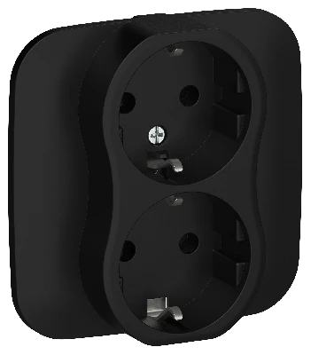FLITE Розетка 2-местная с заземлением без защитных шторок 16А в сборе РС12-0-А-ФлЧ черный IEK