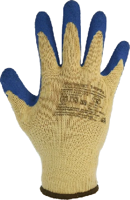 Перчатки х/б бесшовные с покрытием из рельефного текстурированного латекса ArmProtect 1499z. Цвет белый/синий р.9