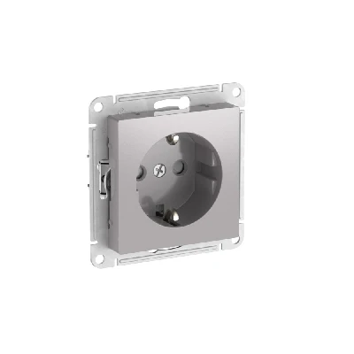 ATLASDESIGN РОЗЕТКА с заземлением со шторками, 16А, быстрозажимные клеммы, АЛЮМИНИЙ