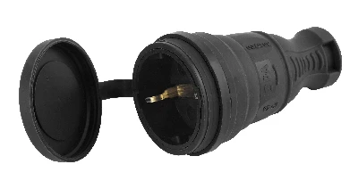 Разъём каучуковый c/з прямой 16A IP44 черный R8-B-IP44