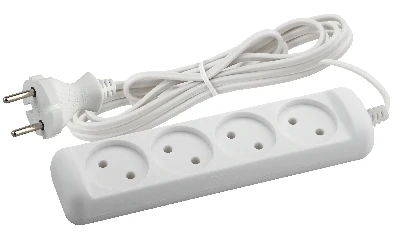 Удлинитель электрический без заземления 4 розетки 3м ШВВП 2x0,75мм2 6А UX-4-3m