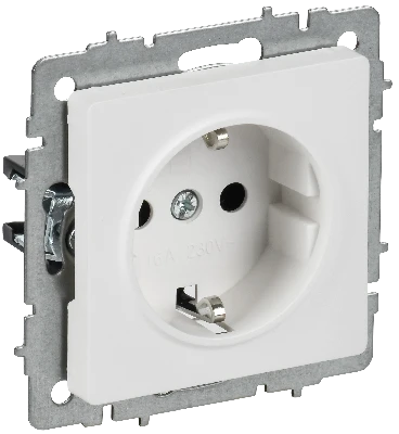 BRITE Розетка 1-местная с заземлением без защитных шторок 16А РС11-1-0-БрАБ арктический белый IEK