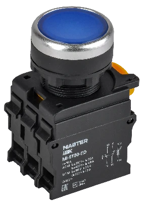 Кнопка с подсветкой d=22мм 1NO+1NC синяя MASTER IEK