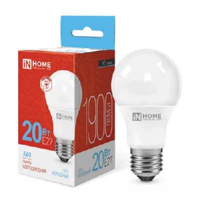 Лампа светодиодная LED-A60-VC 20Вт 230В Е27 6500К 1900Лм IN HOME