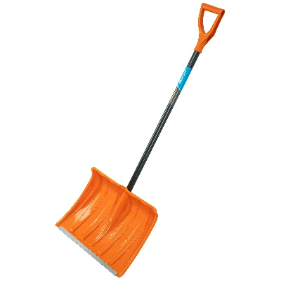 Лопата для уборки снега пластиковая, 490х370х1350 мм, стальной черенок, усиленная// Сибртех