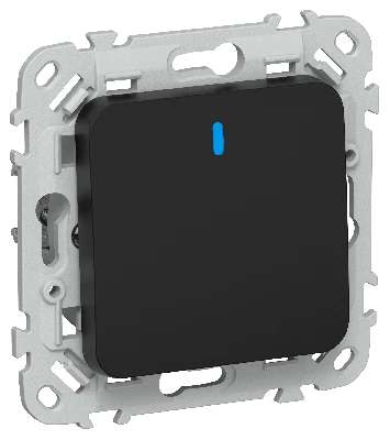 FLITE Выключатель 1-клавишный с индикацией 10А ВС11-1-1-ФлЧ черный IEK