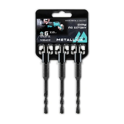 Буры по бетону SDS-plus 6х110/50 мм, 3 шт на клипсе