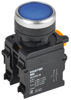 Кнопка d=22мм 1NO+1NC синяя MASTER IEK