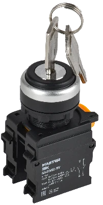 Переключатель с ключом 2 полож. 1NO+1NC чёрный MASTER IEK