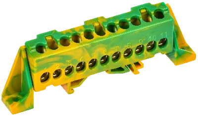 TEKFOR Шина PE земля в комбинированном DIN-изоляторе Стойка 6х9-11-ЖЗ IEK