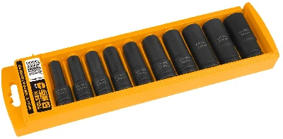 Набор ударных глубоких торцевых головок 1/2'', шестигранные, 10-24 мм, 10 предметов