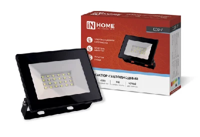Прожектор светодиодный СДО-7 30Вт 6500К IP65 черный IN HOME