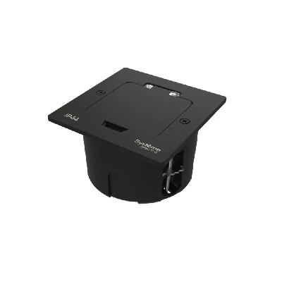 MultiDesk Лючок на 2 модуля IP44 с монтажной коробкой для стены, фальшпола, стола ЧЁРНЫЙ матовый, тип MDK20