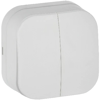 GLORY Выключатель 2-клавишный для открытой установки 10А ВС20-2-0-ХБм белый матовый IEK