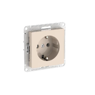 ATLASDESIGN РОЗЕТКА с заземлением, 16А, быстрозажимные клеммы, БЕЖЕВЫЙ