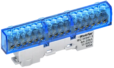 TEKFOR Шина N ноль изолированная на универсальном держателе 6х9-16-С IEK