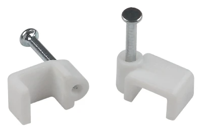 Скоба пластиковая крепежная плоская 4 мм белая NO-224-580 (50 шт/уп)