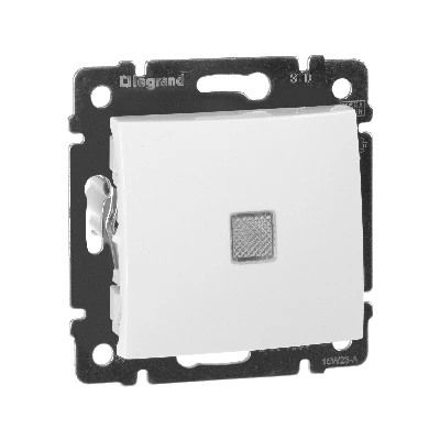 Выключатель одноклавишный, с подсветкой, в рамку, белый