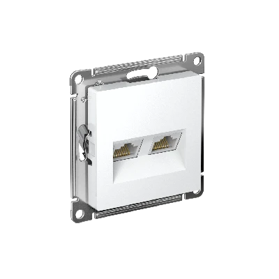 ATLASDESIGN РОЗЕТКА двойная компьютерная RJ45+RJ45, кат.6А, механизм, БЕЛЫЙ