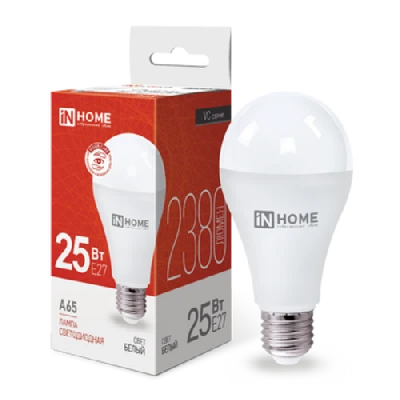 Лампа светодиодная LED-A65-VC 25Вт 230В Е27 4000К 2380Лм IN HOME