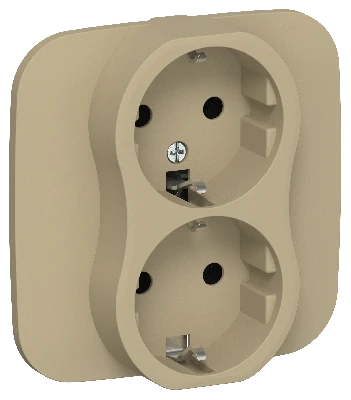 FLITE Розетка 2-местная с заземлением без защитных шторок безвинтовое крепление 16А в сборе РС12-1-А-ФлХ хаки IEK