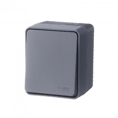 AtlasDesign Profi54 переключатель одноклавишный IP54 10 АХ, АНТРАЦИТ, Россия