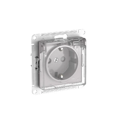 ATLASDESIGN AQUA РОЗЕТКА с заземлением со шторками с прозрачной крышкой, 16А,IP44, быстрозажимные клеммы,АЛЮМИН