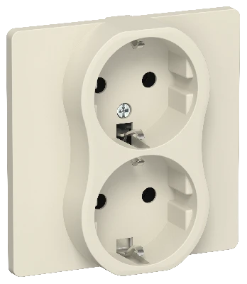 FLITE Розетка 2-местная с заземлением без защитных шторок безвинтовое крепление 16А в сборе РС12-1-К-ФлСл сливочный IEK