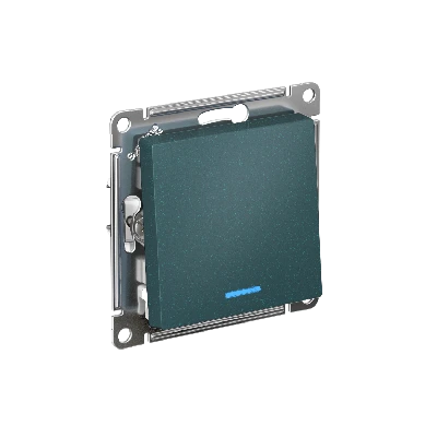 ATLASDESIGN 1-клавишный ВЫКЛЮЧАТЕЛЬ с подсветкой ,сх.1а, 10АХ,мех., быстрозажимные клеммы, ИЗУМРУД