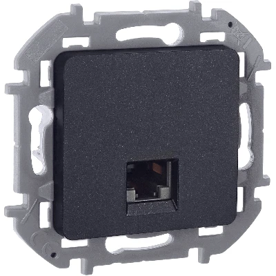 Розетка компьютерная RJ45 категория 6 UTP антрацит INSPIRIA