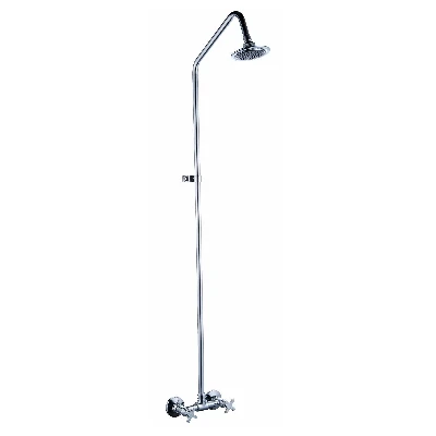 Cистема душевая со смесителем с 2-мя маховиками без излива с лейкой тропической