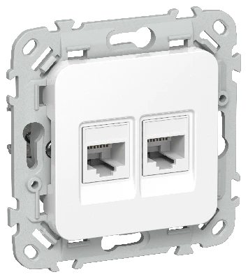 FLITE Розетка 2-местная RJ45/RJ11 категория 5Е/3 UTP РКТ5е/3-2-0-ФлБ белый IEK