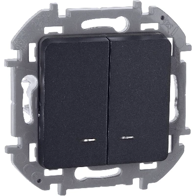 Выключатель двухклавишный с подсветкой/индикацией INSPIRIA 10 AX 250 В~ антрацит