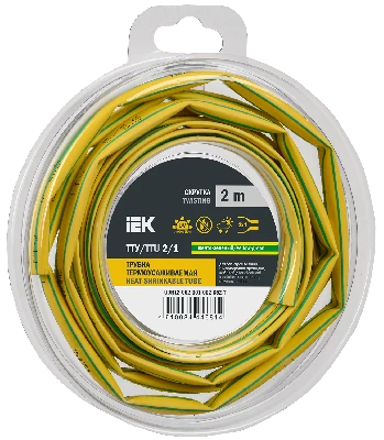 Трубка термоусадочная ТТУ нг-LS 2/1 желто-зеленая (2м/упак) IEK