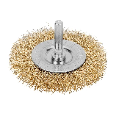 Щетка для дрели, 75 мм, плоская со шпилькой, латунированная витая проволока