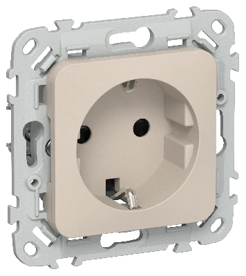 FLITE Розетка с заземлением с защитными шторками безвинтовое крепление 16А РСш11-1-ФлЛ льняной IEK