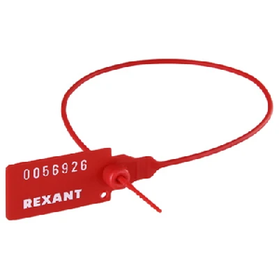 Пломба пластиковая номерная 320 мм красная, REXANT