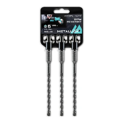 Буры по бетону SDS-plus 6х160/100 мм, 3 шт на клипсе