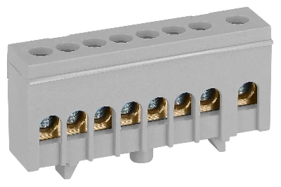 Шина NO-224-106 L фаза в изолированном корпусе на DIN-рейку ШНИ-6х9-8-Д серый