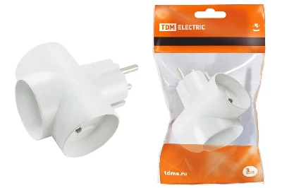 Тройник 3х2П 16А 250B белый TDM